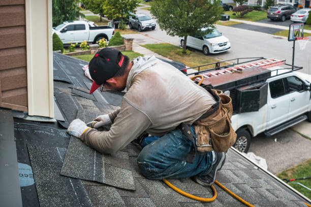Professional Roofing technician working in Lisbon Falls, ME